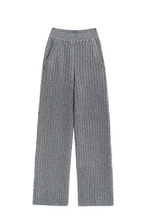 серый Трикотажные брюки с объемными косами из 100% шерсти мериноса экстрафайн. Модель на эластичной резинке и глубокими боковыми карманами. 