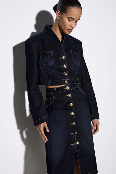 Джинсовый жакет с эффектом бархата