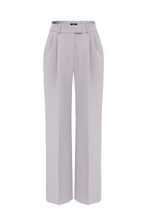 серый Классические брюки палаццо из вискозы. Модель прямого кроя с потайной застежкой на молнию. 