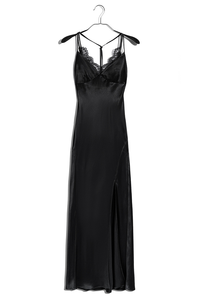 Атласное платье-комбинация с акцентным лифом