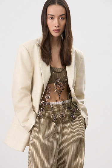 Прозрачный топ, расшитый бисером