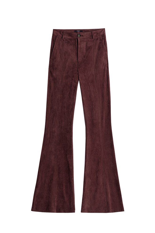 Брюки клеш с отделкой под замшу