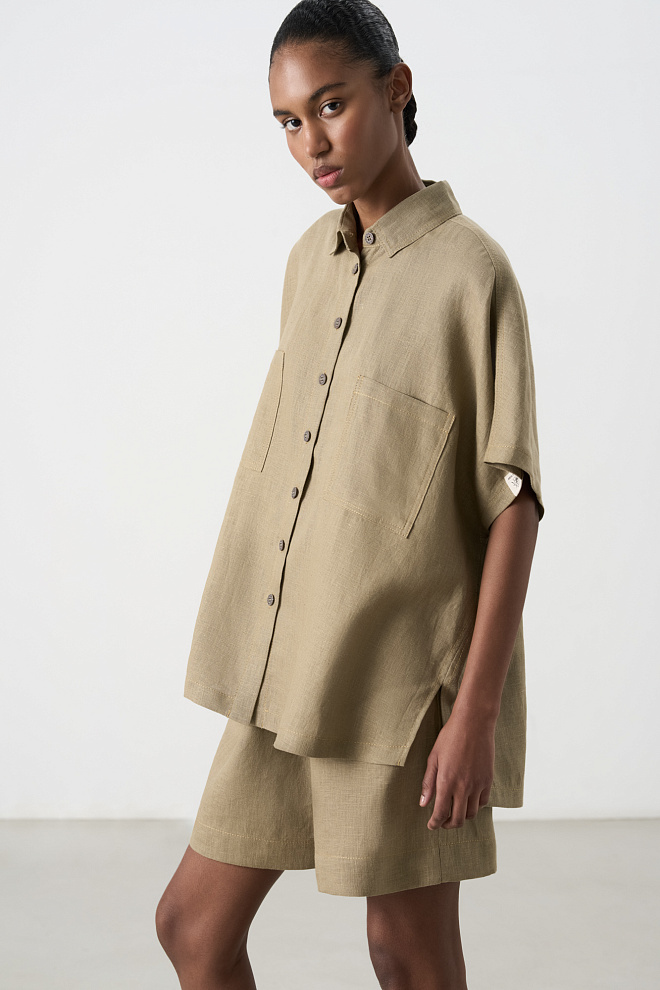 Рубашка из 100% льна без рукавов