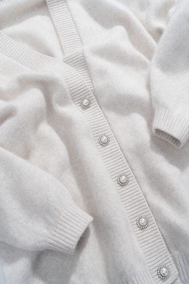 Удлиненный кардиган из пуха лисы 