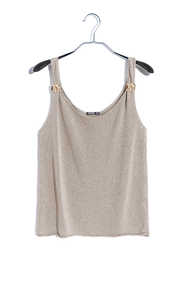 Топ с люрексом и декоративными перемычками