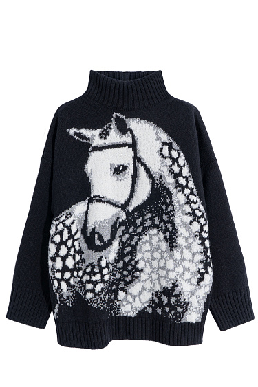 Джемпер с принтом лошади