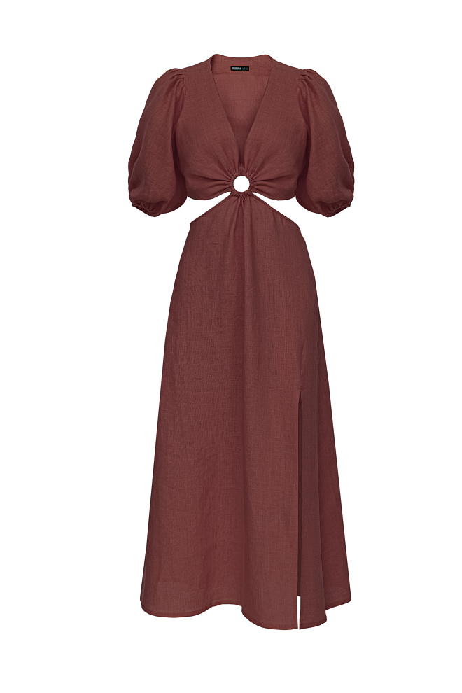 Льняное платье с разрезом сбоку