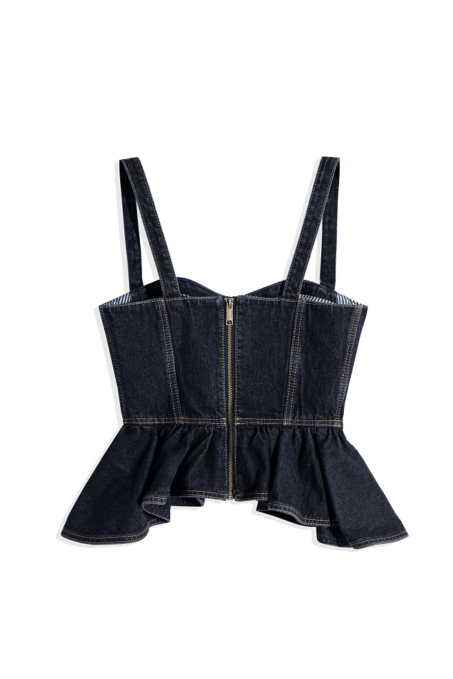 Джинсовый топ с баской