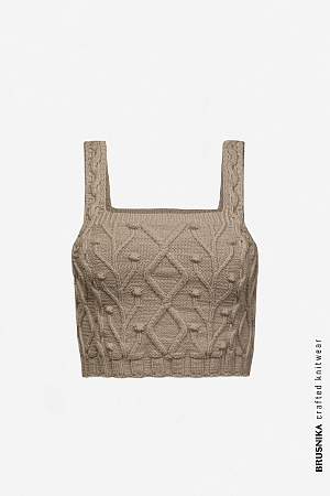 хаки Фактурный хлопковый кроп-топ на широких лямках сочетается как с брюками, так и с юбками.