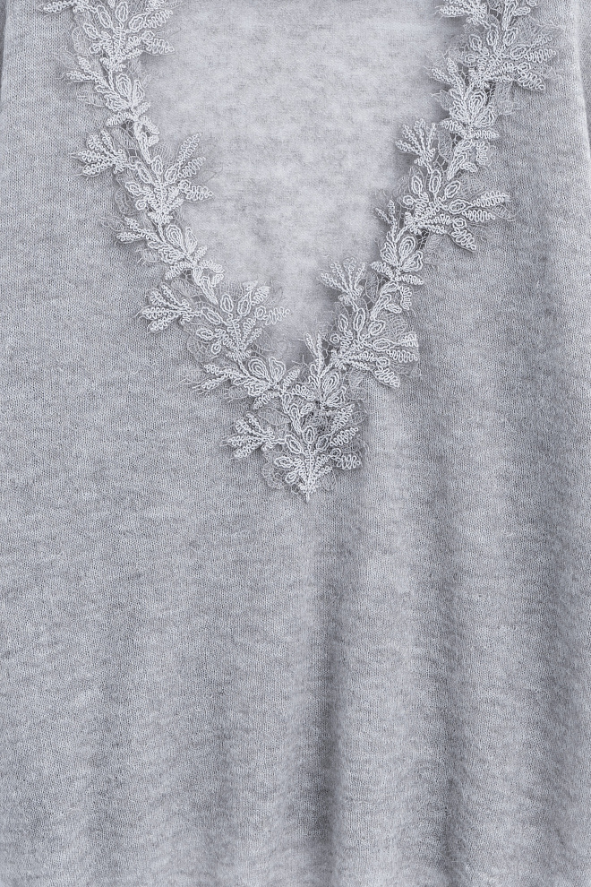 Джемпер из шерсти мериноса с кружевом