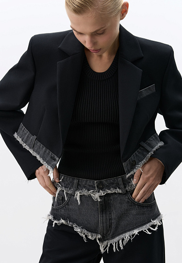 Брюки со вставкой из джинсы 