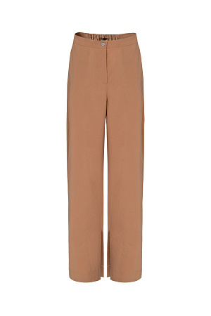 коричневый Брюки из купры с разрезами по бокам. Модель свободного силуэта с застежкой на молнию и пуговицу.