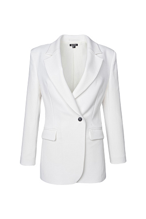 белый Однобортный жакет из поливискозы, приталенного силуэта, с карманами и застежкой на пуговице.