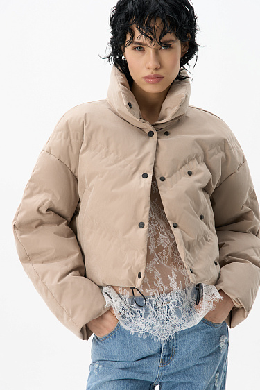 Пуховик с двойной отстрочкой 