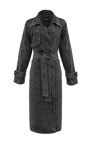 Двубортный тренч из денима