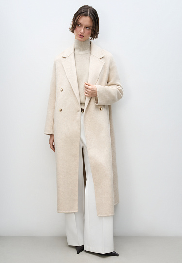 Двубортное шерстяное пальто
