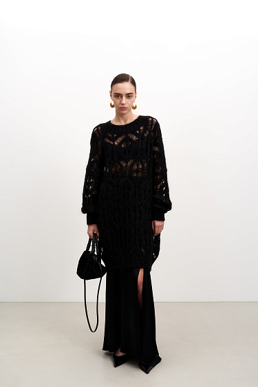 Ажурный джемпер из мохера и шерсти