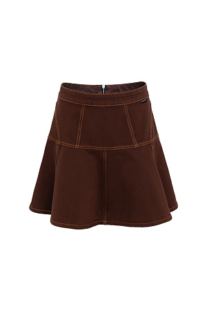 коричневый Джинсовая юбка длины мини с брендированным ярлыком на поясе и застежкой на молнию сзади. Дополнить образ можно бомбером.