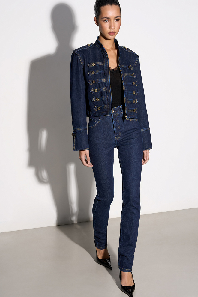 Джинсовый жакет-доломан