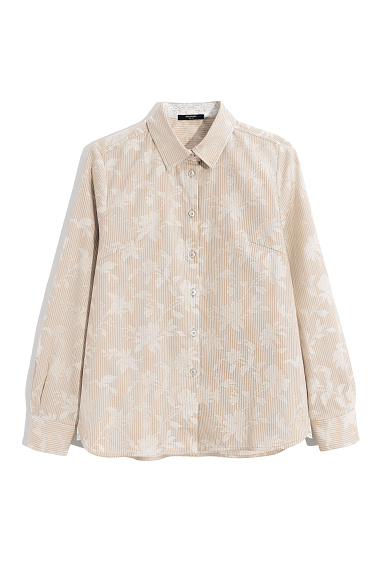 Рубашка с принтом и декором из кружева