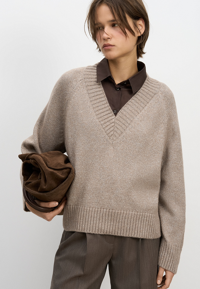 Джемпер из шерсти мериноса с люрексом