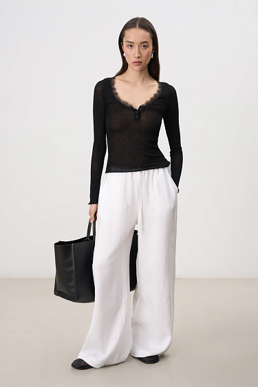 Лонгслив из хлопка с кружевом