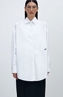 Рубашка oversize с накладным карманом белый XS