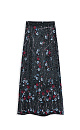 Юбка длины макси с цветочным орнаментом, вышитым пайетками и бисером. Застежка на потайную молнию. Изделие без подкладки.