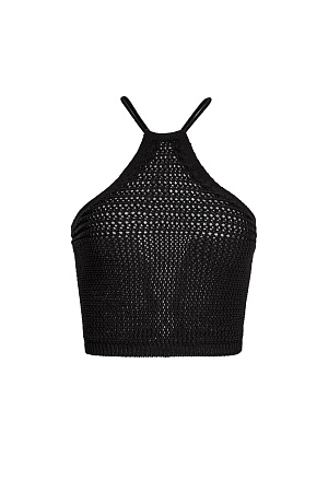 черный Трикотажный топ из 100% хлопка без рукавов, на тонких бретелях со шнуровкой на спине.