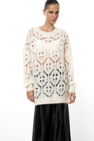 Ажурный джемпер из мохера и шерсти