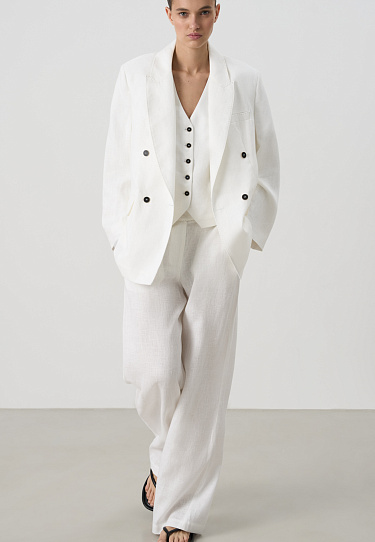 Двубортный жакет из 100% льна