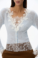 Кардиган из шерсти мериноса с кружевом, S