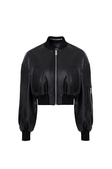 Укороченный бомбер из экокожи 
