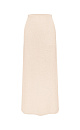 Трикотажная юбка длины макси из хлопка с добавлением вискозы. Модель свободного силуэта с эластичным поясом в рубчик. Дополнить образ можно жилетом в таком же стиле.