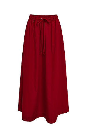 бордовый Хлопковая юбка длины макси. Модель прямого кроя, с эластичным поясом на кулиске и карманами. 