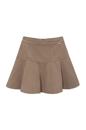 бежевый Вельветовая юбка длины мини с брендированным ярлыком на поясе и застежкой на молнию сзади. Дополнить образ можно бомбером.