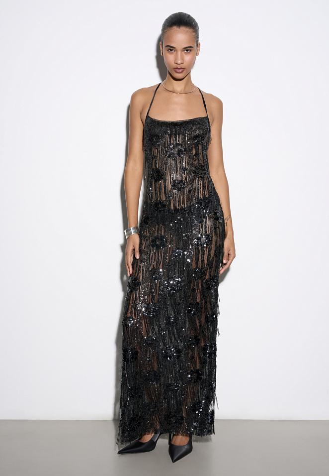 Платье макси с пайетками