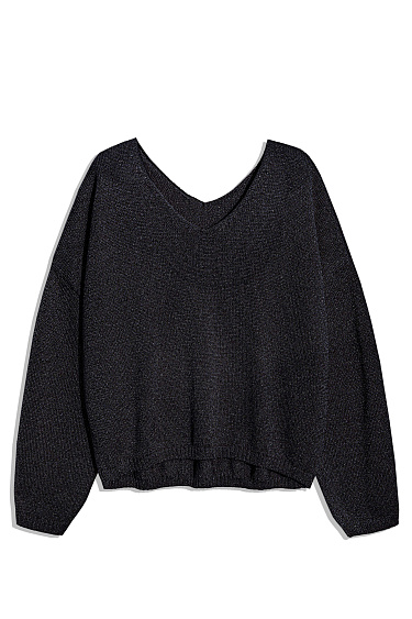 Джемпер из вискозы с люрексом и V-образным вырезом