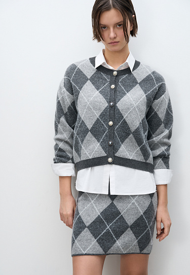 Кардиган из кашемира с узором аргайл