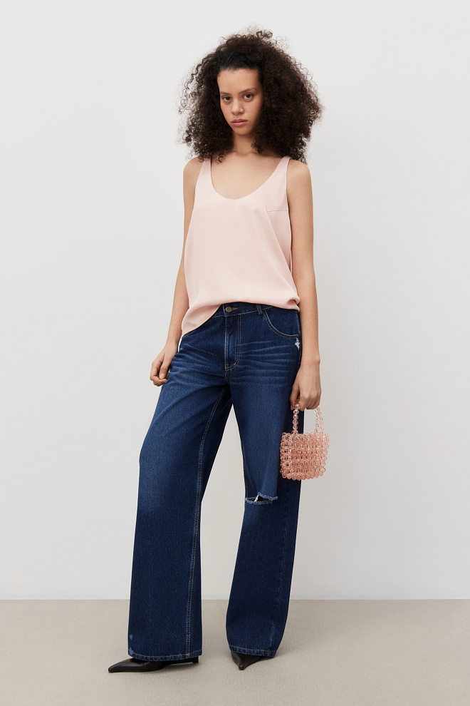 Прямые джинсы с принтом в виде сердечек