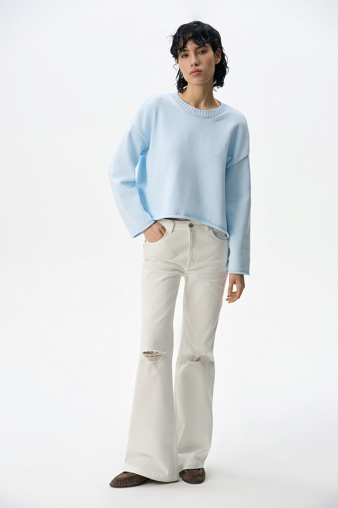 Джемпер из хлопка с валиками по низу