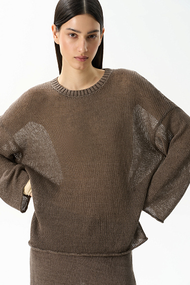 Полупрозрачный джемпер из 100% льна