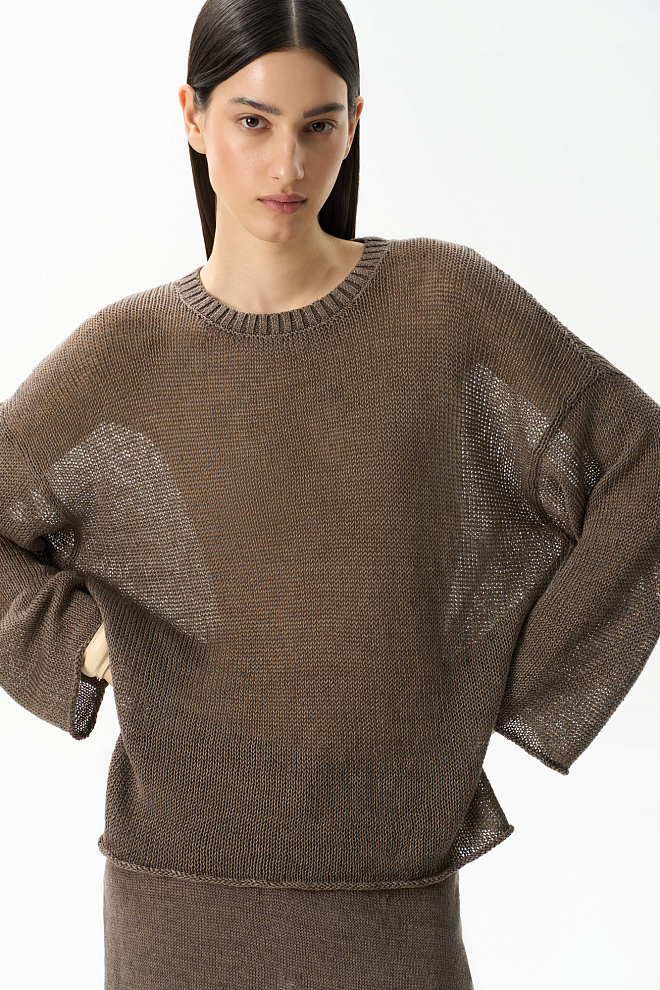 Полупрозрачный джемпер из 100% льна