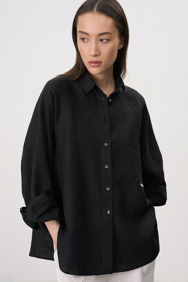 Рубашка из 100% льна с рукавом реглан