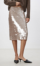 Юбка длины миди, декорированная пайетками. Изделие на подкладке. Застежка на потайную на молнию.