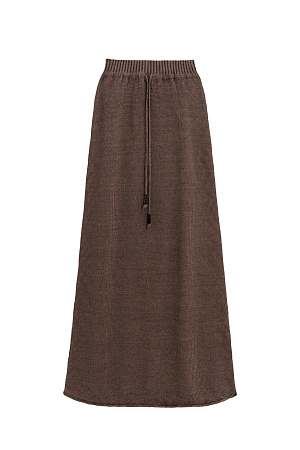 коричневый Трикотажная юбка длины макси из 100% льна. Модель свободного силуэта с эластичным поясом в рубчик на кулиске.