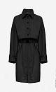 Двойной плащ с капюшоном, трансформируется в короткую куртку на кнопках и длинный жилет на молнии. Капюшон отстегивается. Эластичный пояс на застежке, карманы по бокам.