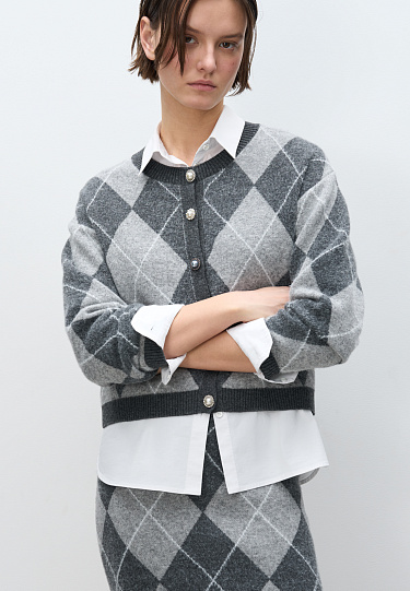 Кардиган из кашемира с узором аргайл