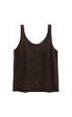 Трикотажный топ из хлопка с пайетками. Модель прямого кроя, на бретельках, с глубоким вырезом горловины.