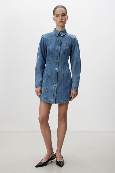 Джинсовое мини-платье из 100% хлопка